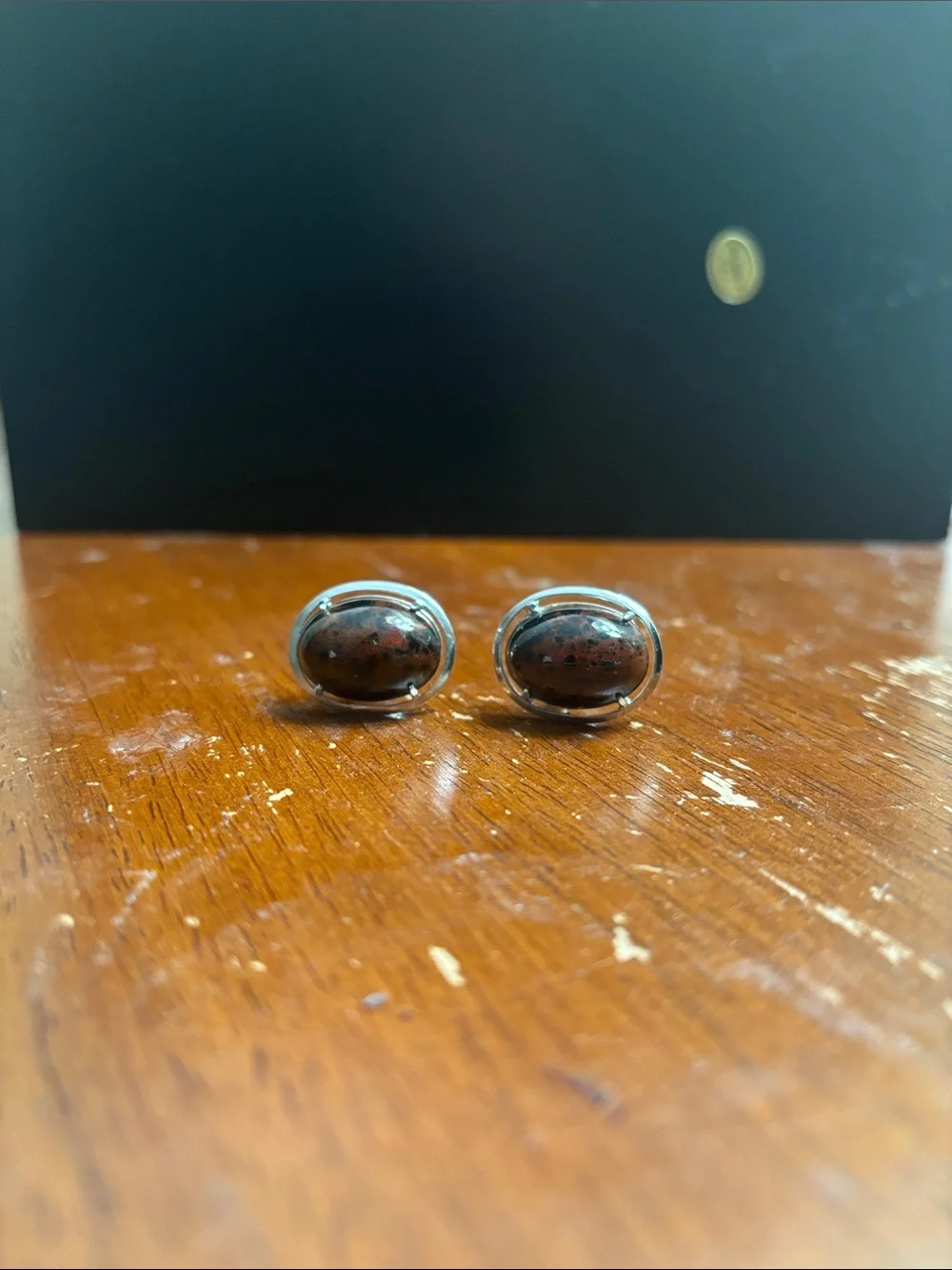 Jasper inspired oval cufflinks